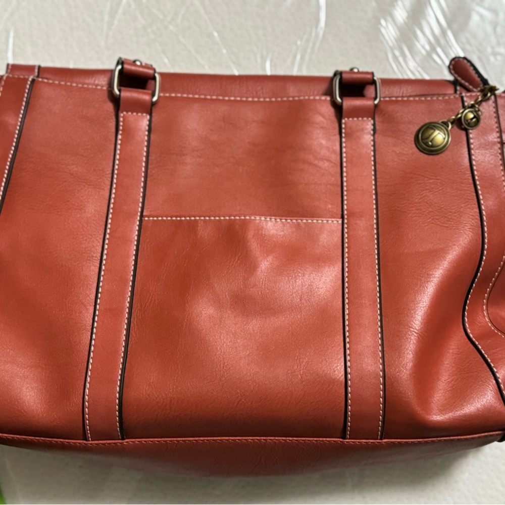 BelleRose Satchel Handbag Pink Red with Paisley Print Lining